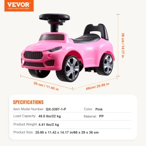 White/Pink Ride On Push Car